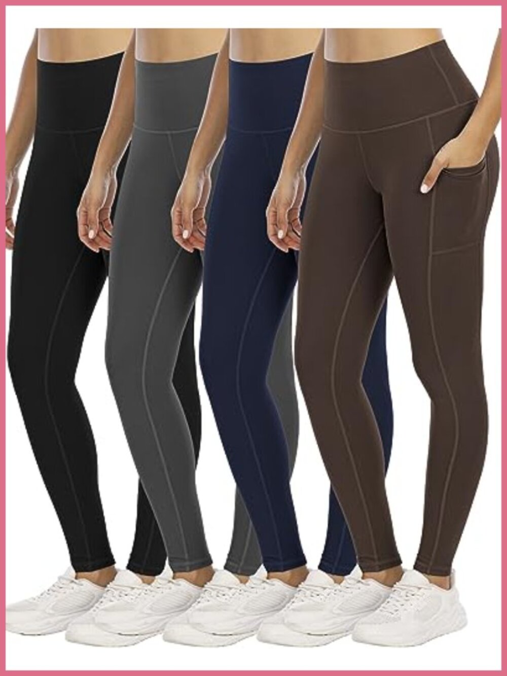 4 Pack Leggings with Pockets High Waist Tummy Control Workout Yoga Pants